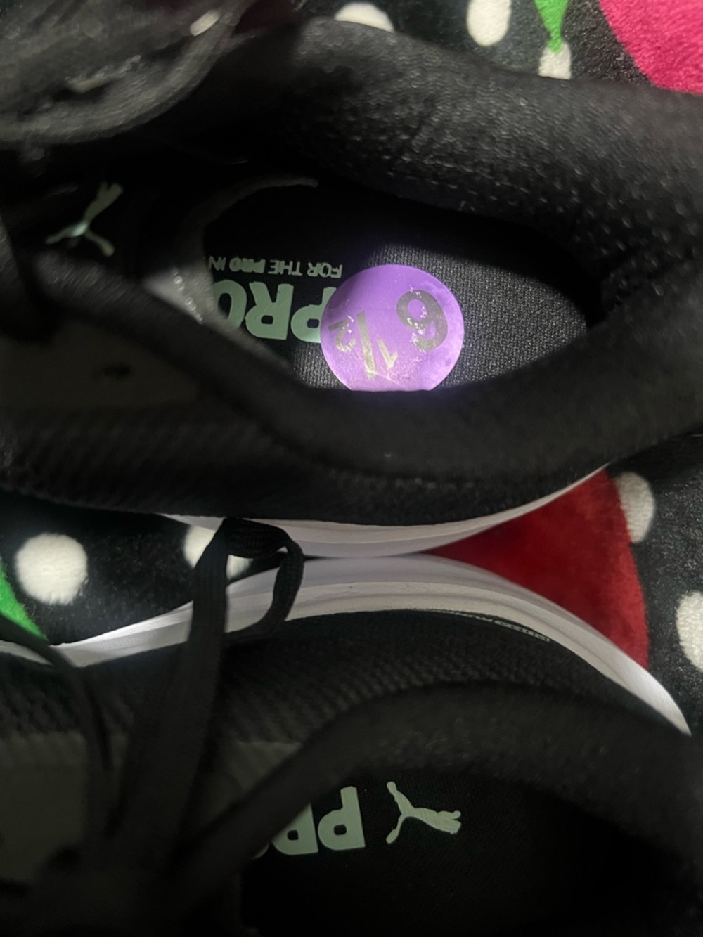 Puma Kids' Black and White Sneakers with Mint Logo